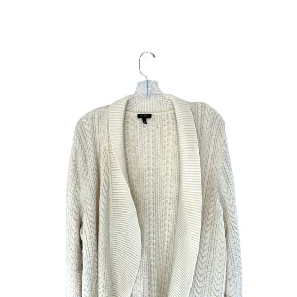Talbots Cardigan White Cable Knit Open Career Business Office Mature Size 3X - Picture 3 of 9